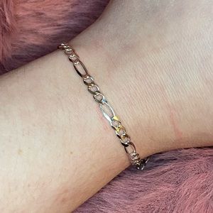 Dainty sterling silver chain link bracelet, 7 inches